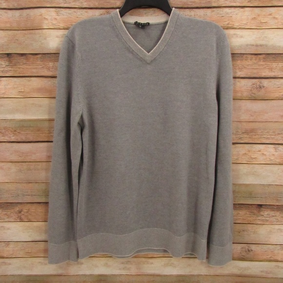 Theory Other - Theory Gray/Tan V-Neck Merino Wool/Spandex Men's Sweater S